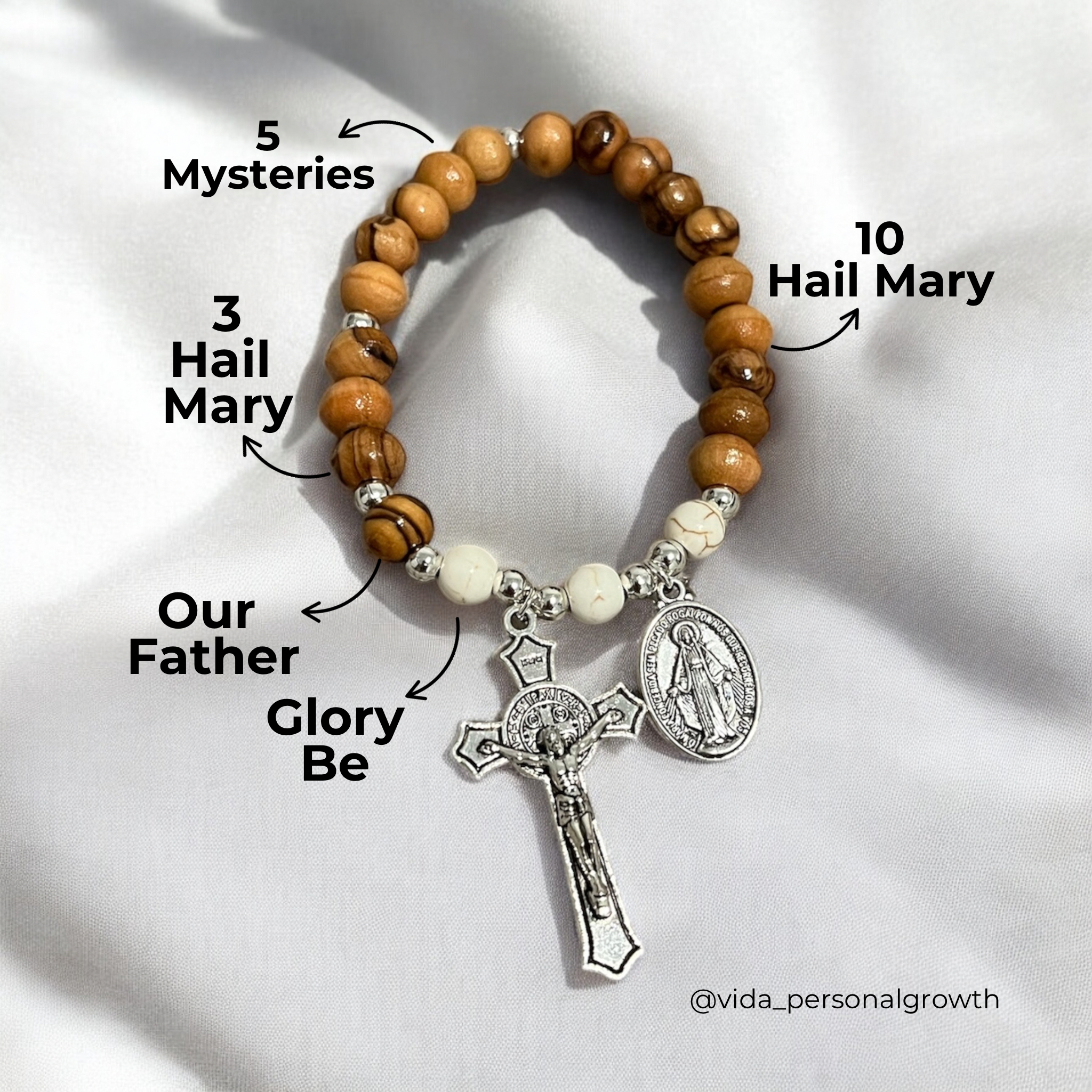 Holy Land Olive Wood Rosary Bracelet