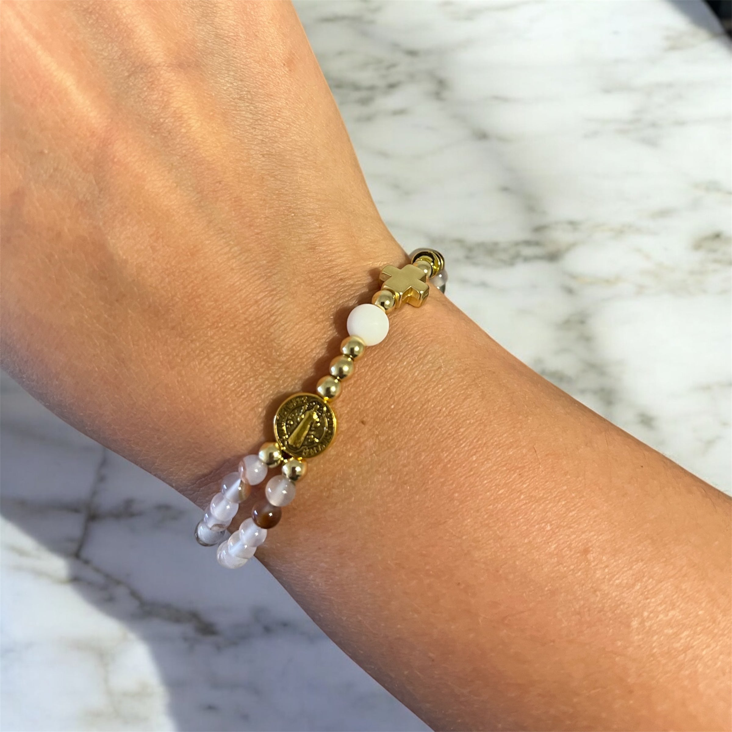 Handmade St Benedict Medal Beaded Full Rosary Bracelet