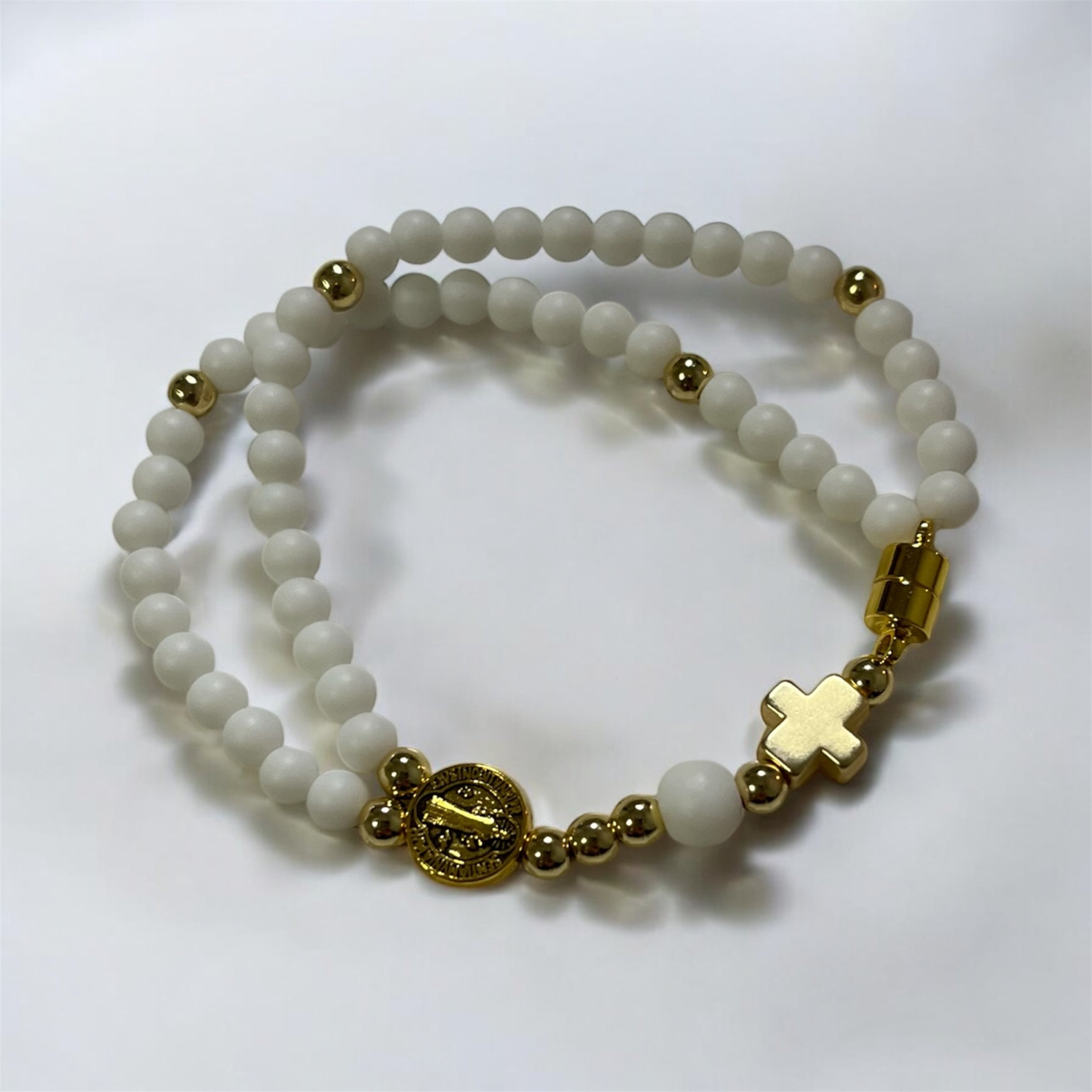 Handmade St Benedict Medal Beaded Full Rosary Bracelet