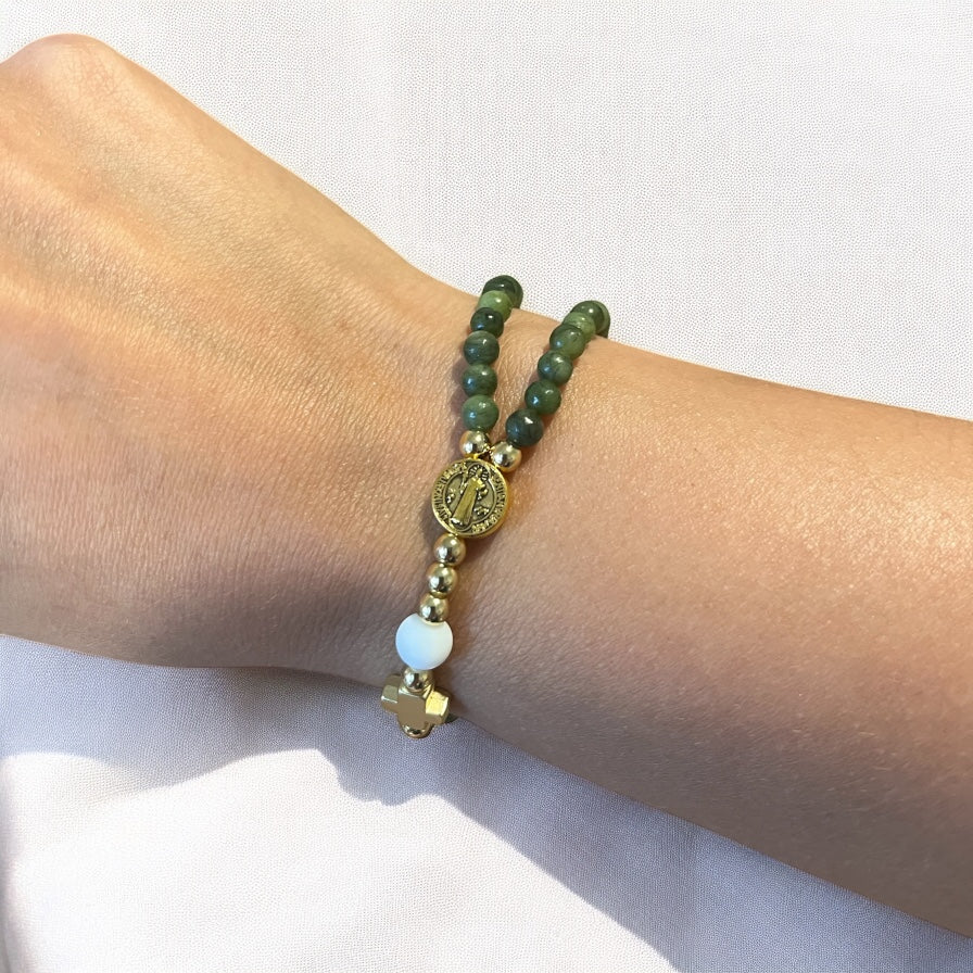 Handmade St Benedict Medal Beaded Full Rosary Bracelet