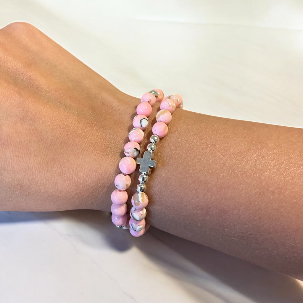 Handmade Stretch Beaded Rosary Bracelet