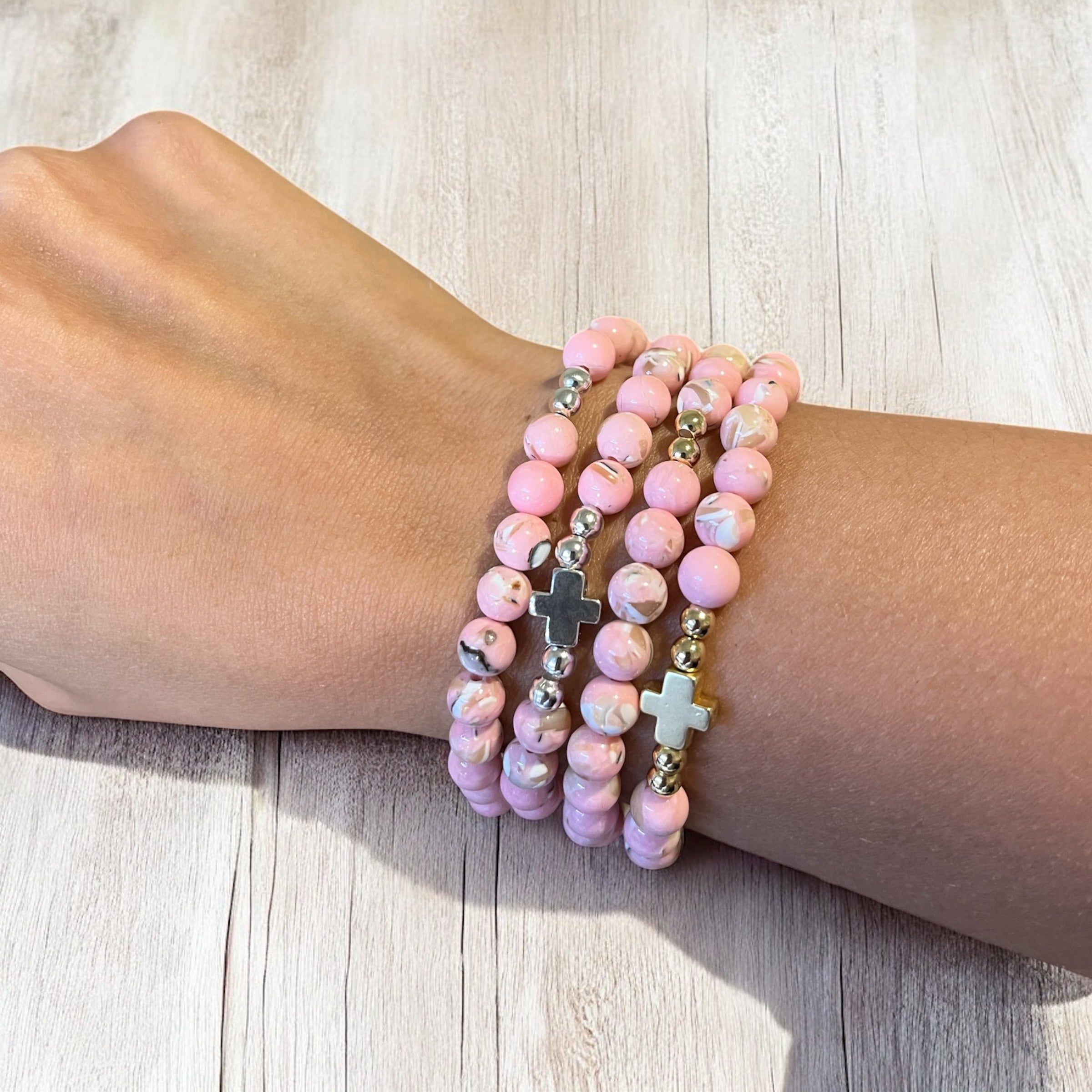 Handmade Stretch Beaded Rosary Bracelet