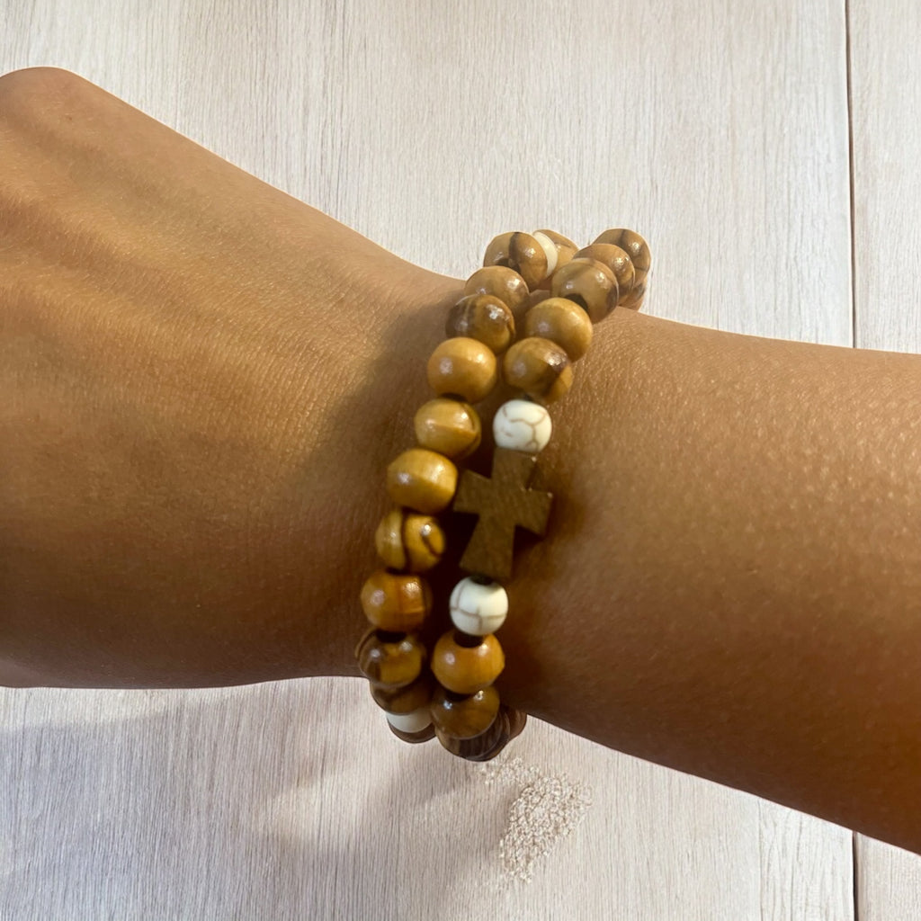 Holy Land Olive Wood Rosary Bracelet
