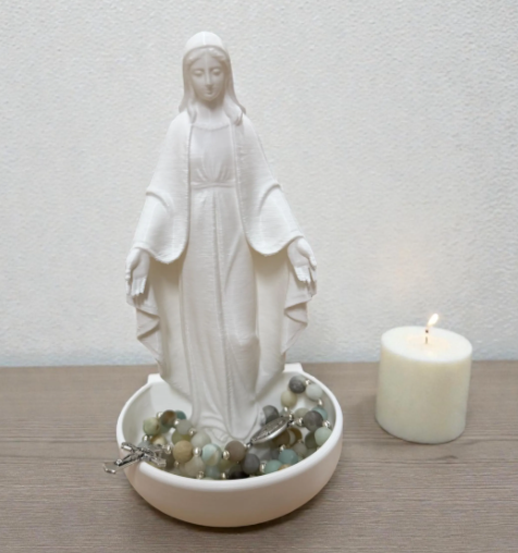 Virgin Mary Statue – Rosary & Holy Water Holder, Catholic Gift - PLA Filament
