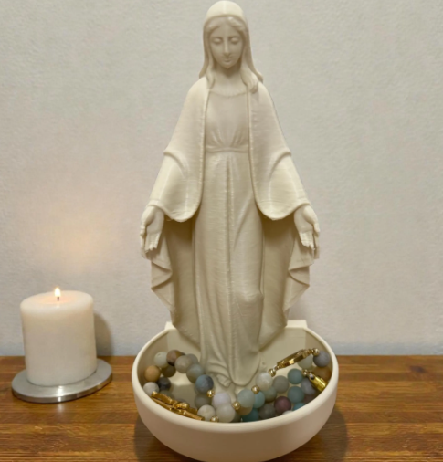 Virgin Mary Statue – Rosary & Holy Water Holder, Catholic Gift - PLA Filament