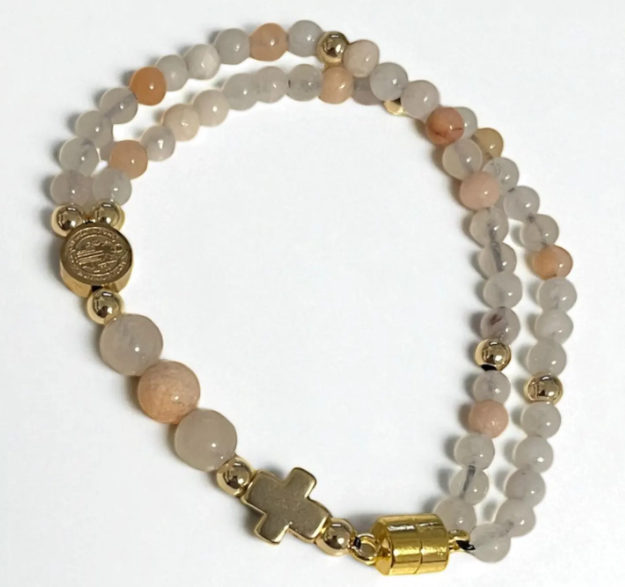 Handmade St Benedict Medal Beaded Rosary Bracelet