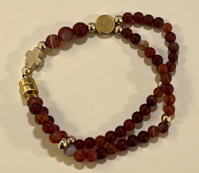 Handmade St Benedict Medal Beaded Rosary Bracelet