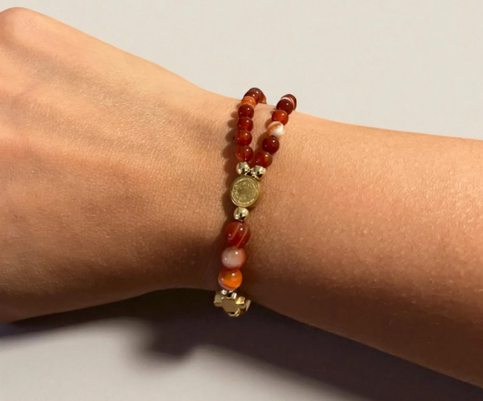 Handmade St Benedict Medal Beaded Rosary Bracelet