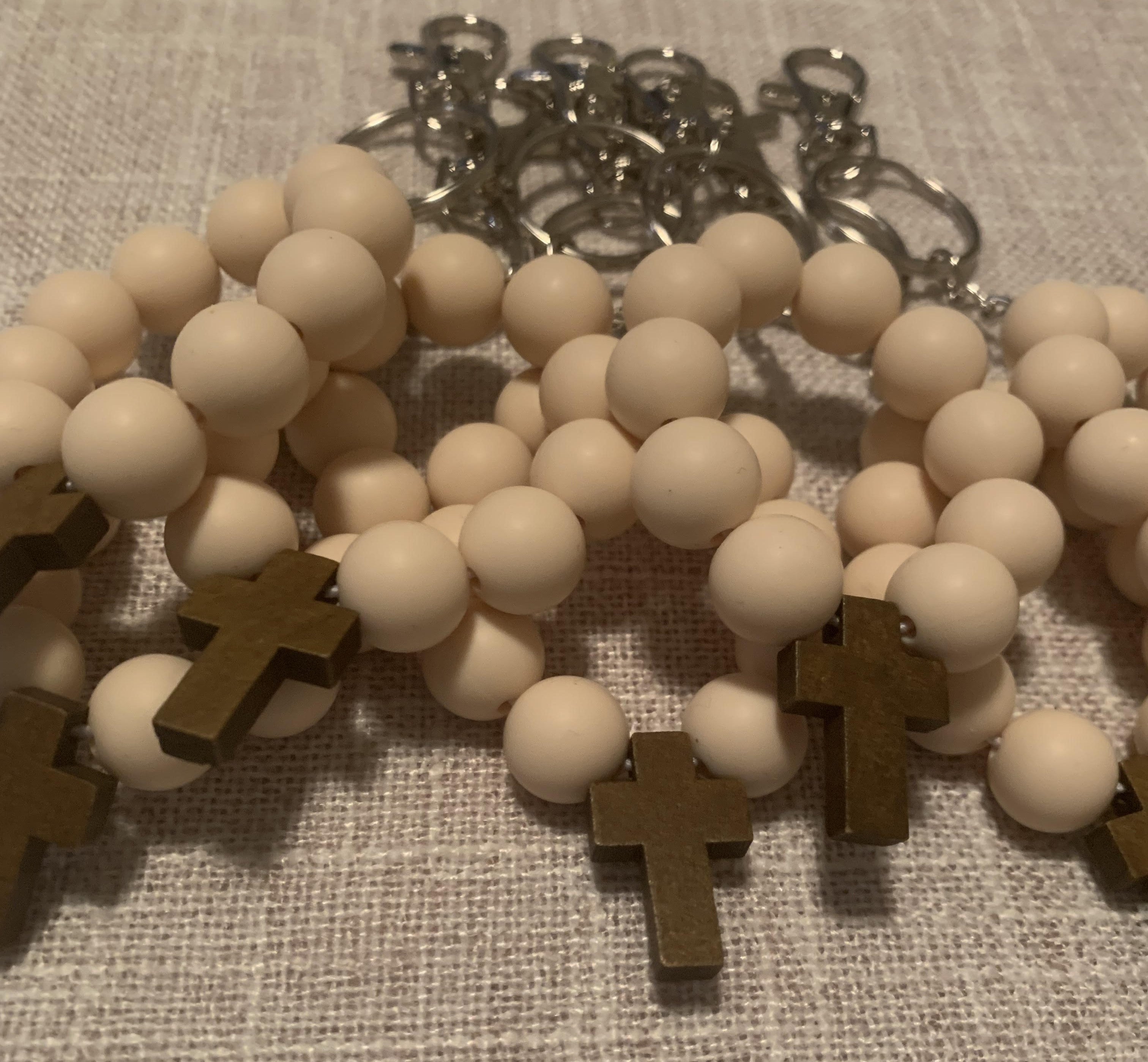 Set of 5 Silicone Cross Beaded Keychain