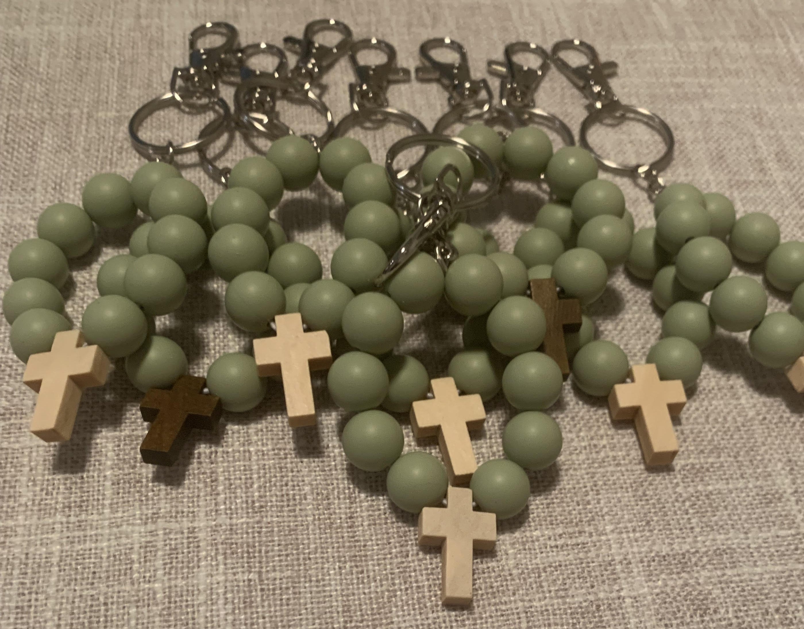 Set of 5 Silicone Cross Beaded Keychain