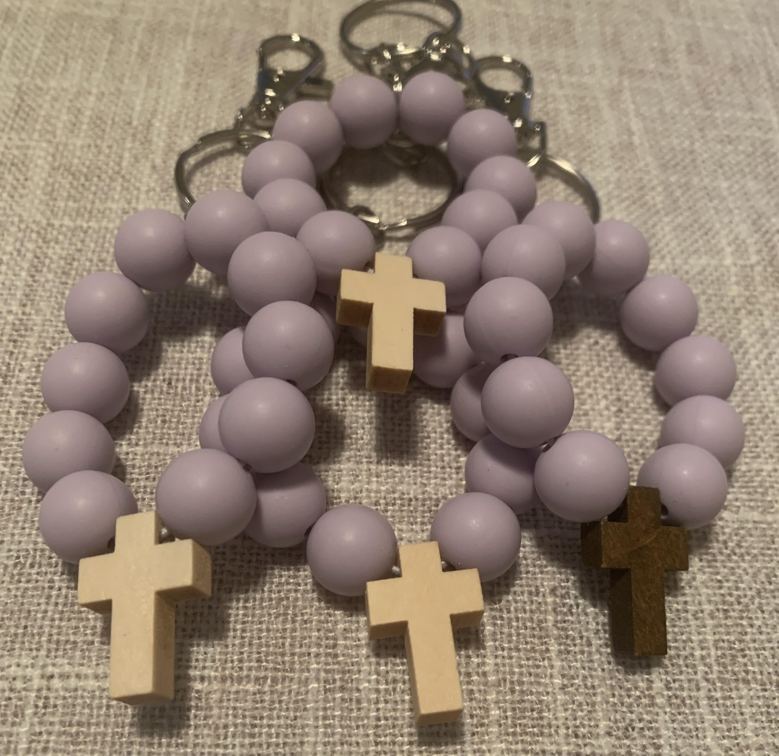 Set of 5 Silicone Cross Beaded Keychain
