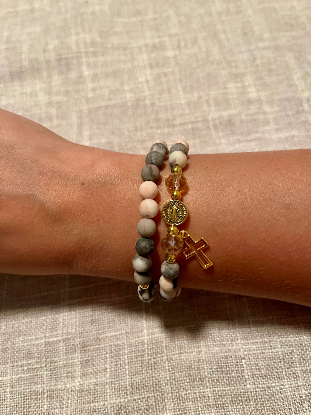 Handmade Stretch Beaded Rosary Bracelet