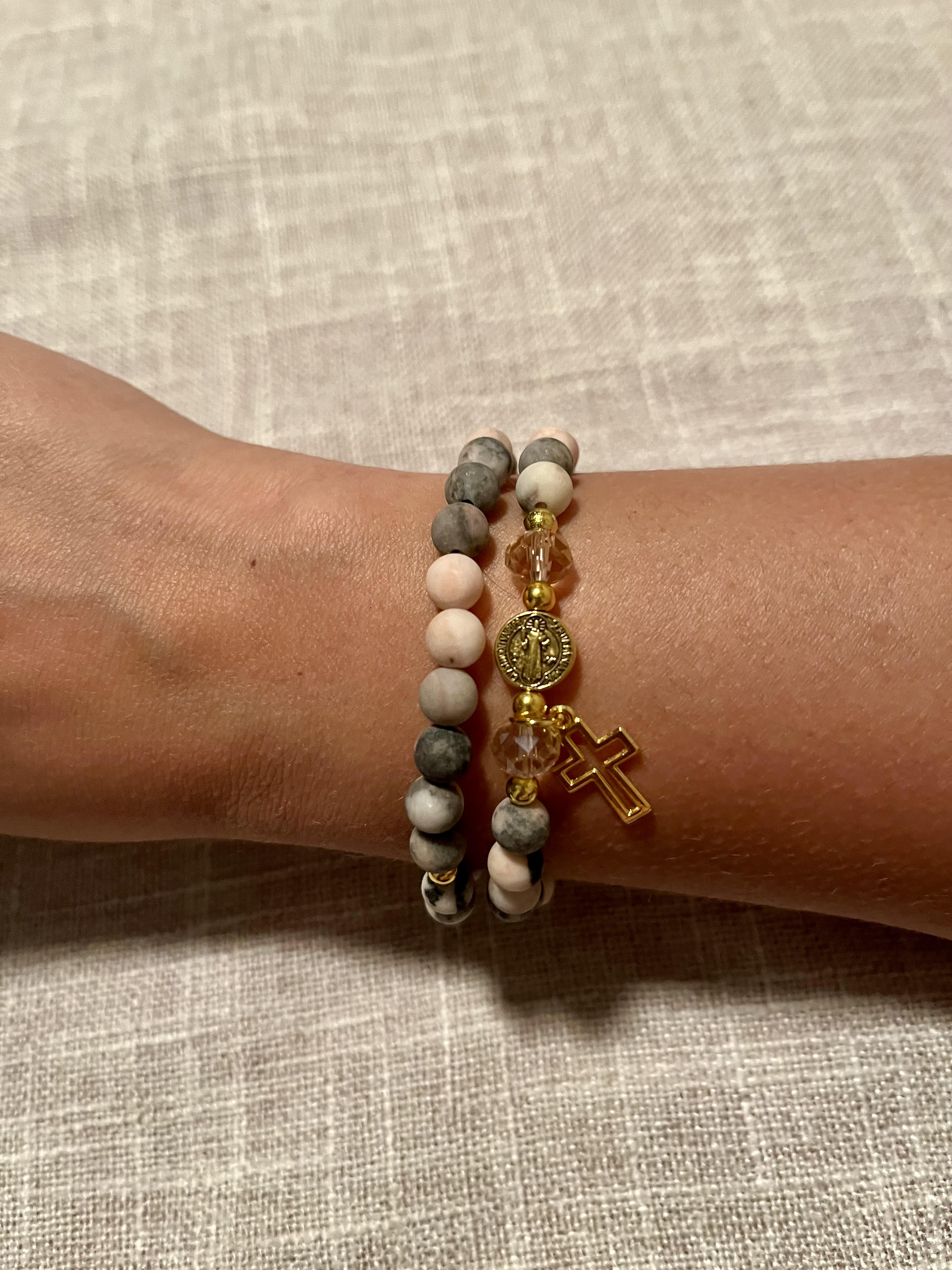 Handmade Stretch Beaded Rosary Bracelet