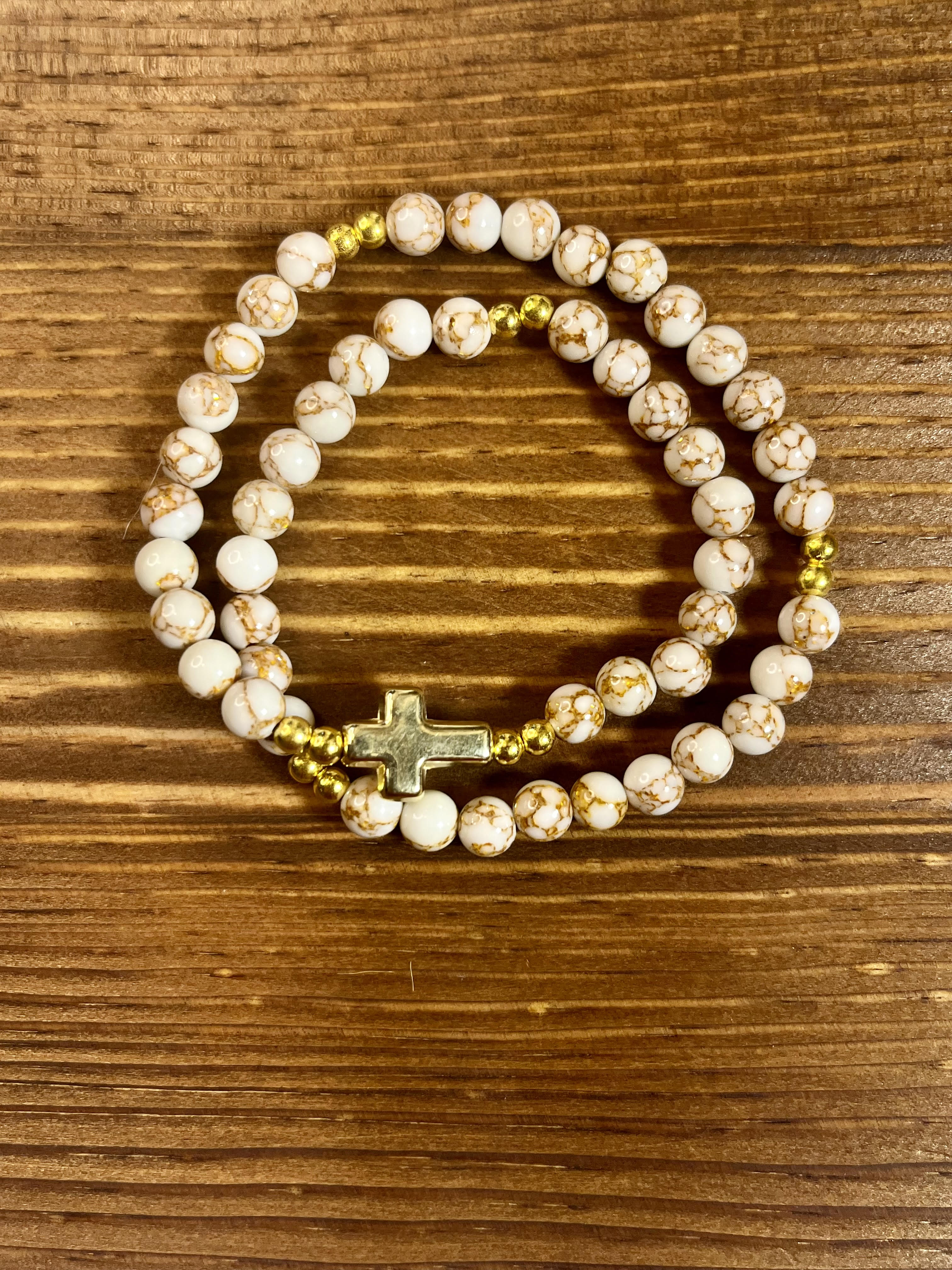Handmade Stretch Beaded Rosary Bracelet