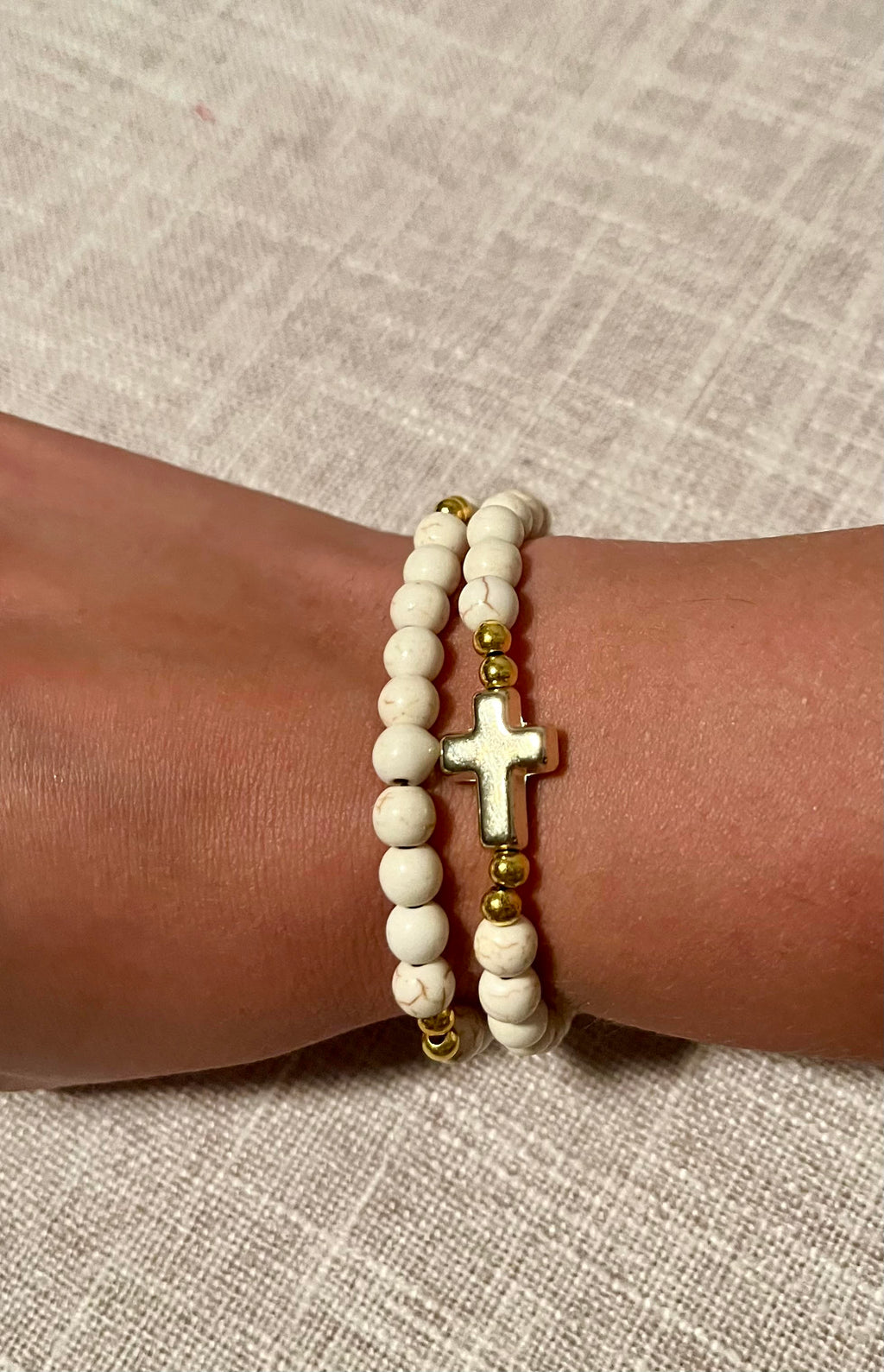 Handmade Stretch Beaded Rosary Bracelet