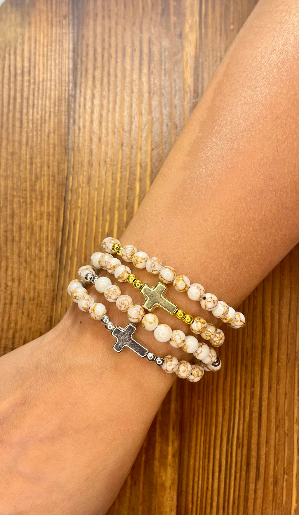 Handmade Stretch Beaded Rosary Bracelet