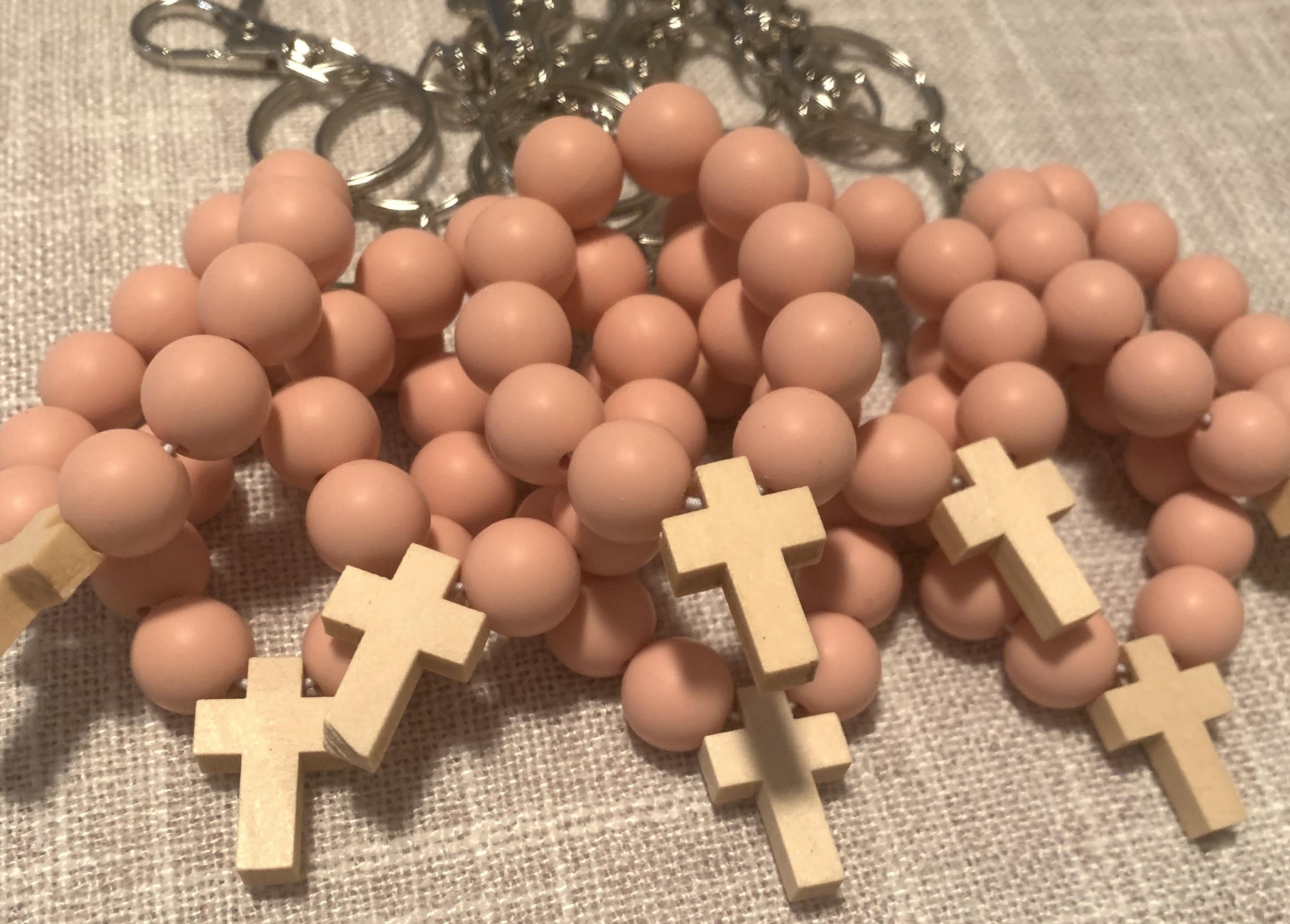 Set of 5 Silicone Cross Beaded Keychain
